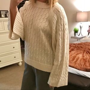 White bell sleeve chunky sweater